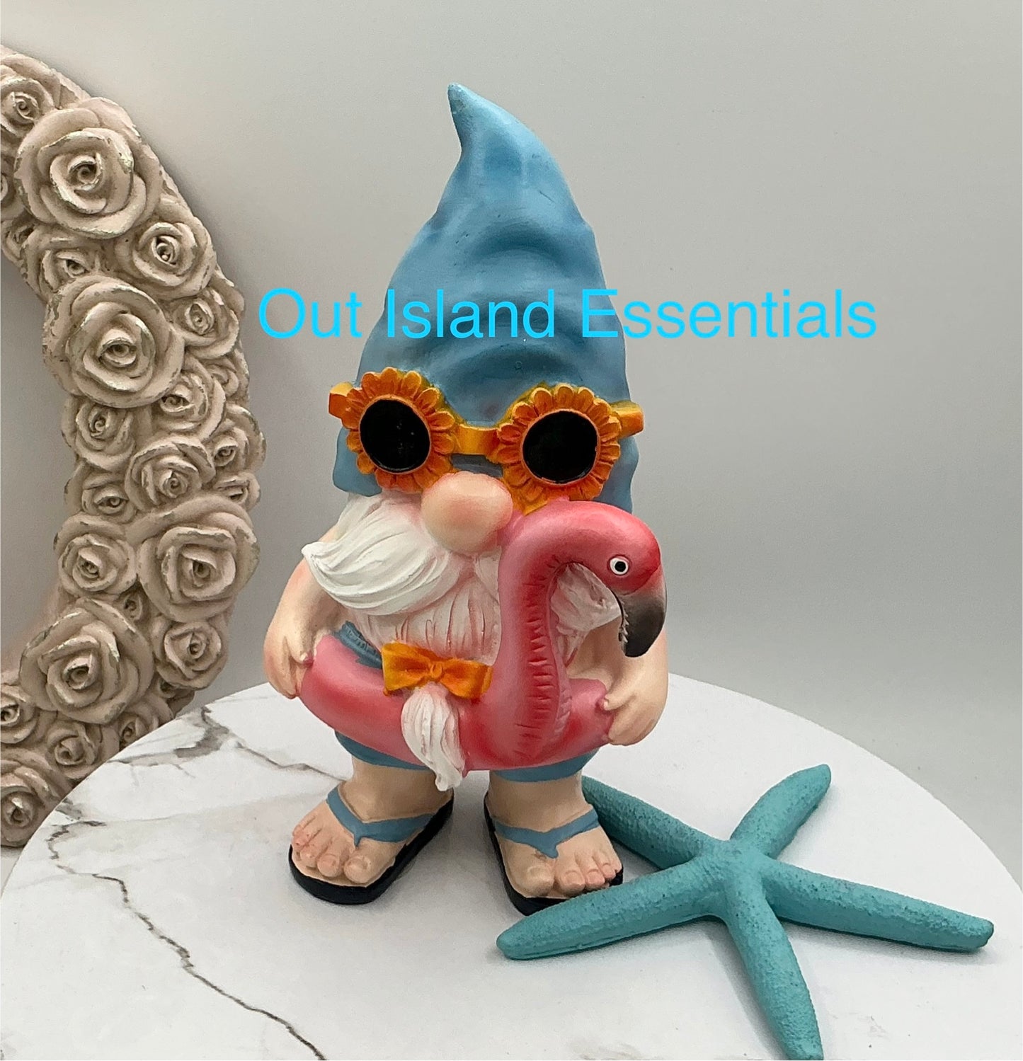 Cocktail Gnome Statue I Funny Coastal Gnome I Seaside Gnome I Coastal Gnome Table Decor