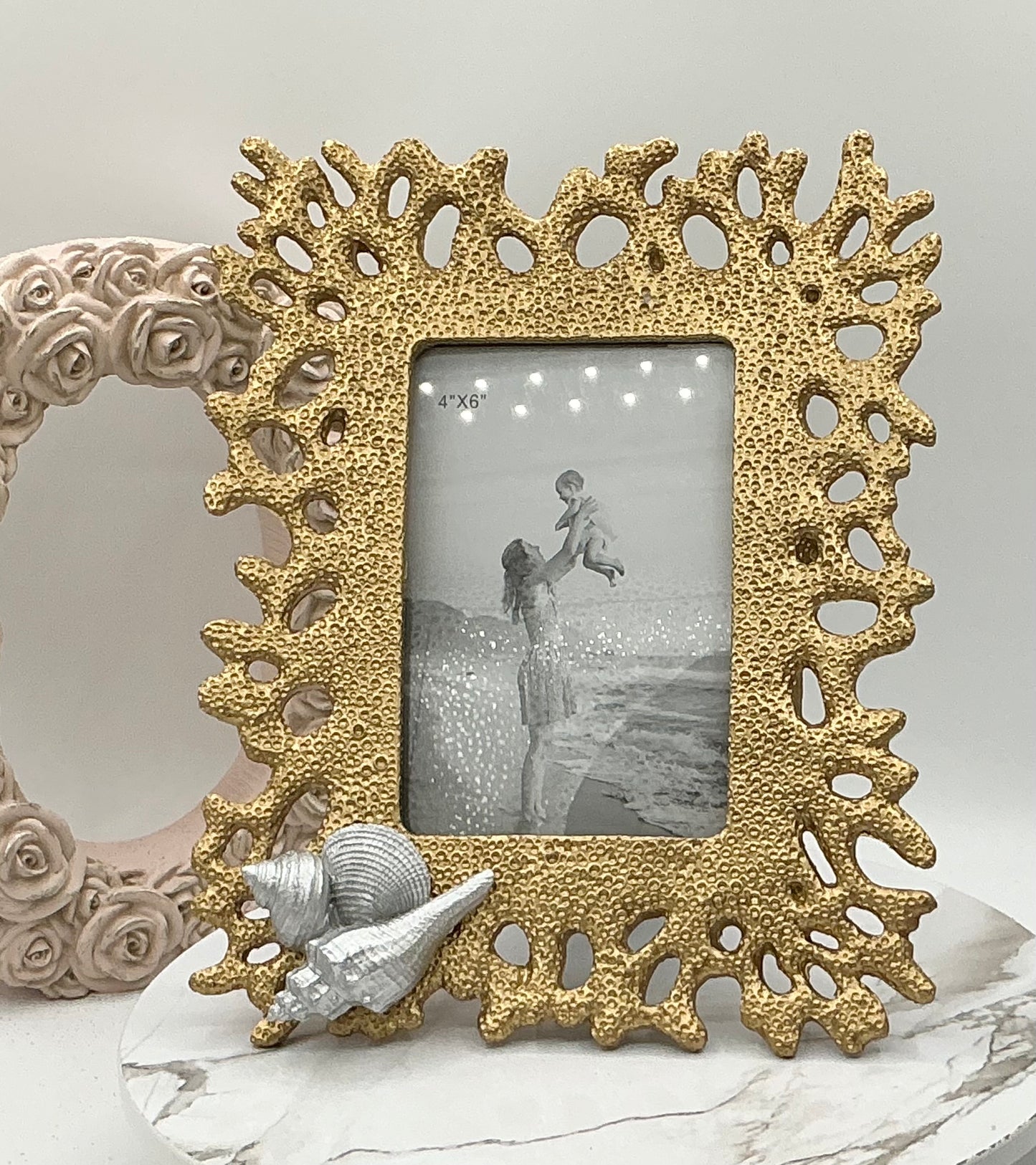 Faux Coral Replica Picture Frame Coastal Picture Frame Seashell Frame