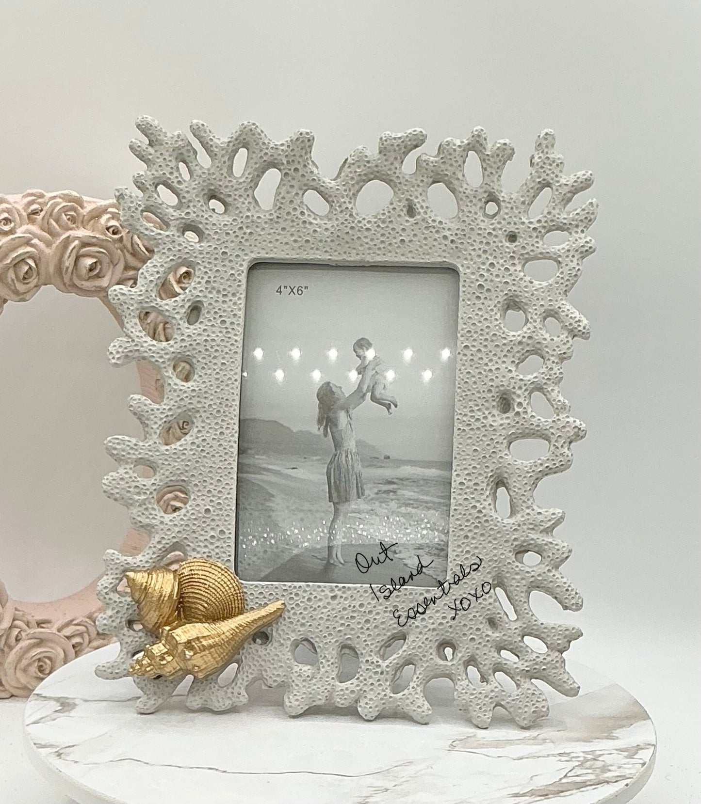 Faux Coral Replica Picture Frame Coastal Picture Frame Seashell Frame