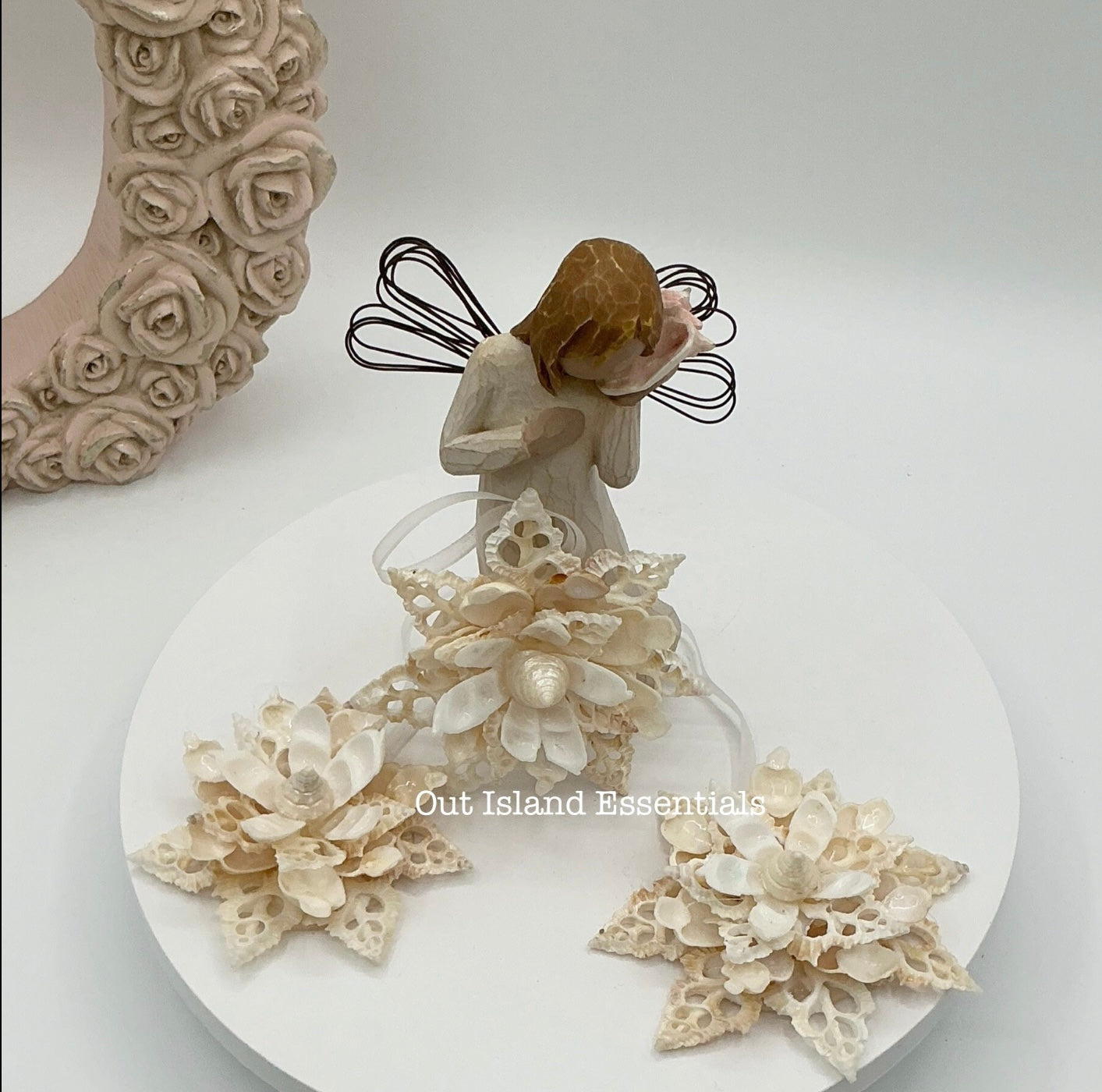 NEW Off White Seashell Lily Christmas Ornament I Lady Aurora Seashell Snowflake I White Shell Snowflake Coastal Christmas Ornament