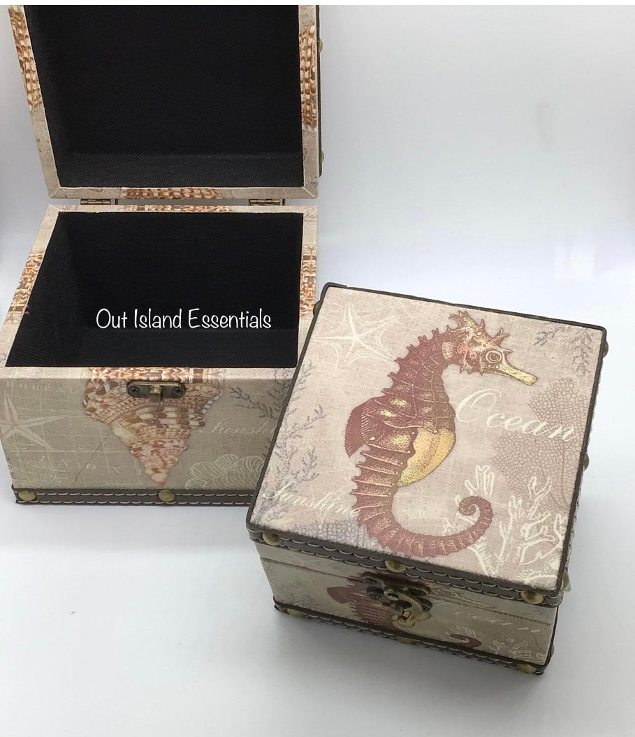 Seashell Box I Seashell Trinket Box I Gift Box I Seashell Display Box I Coastal Decorations I Coffee Table Decor I Seashell Wooden Box