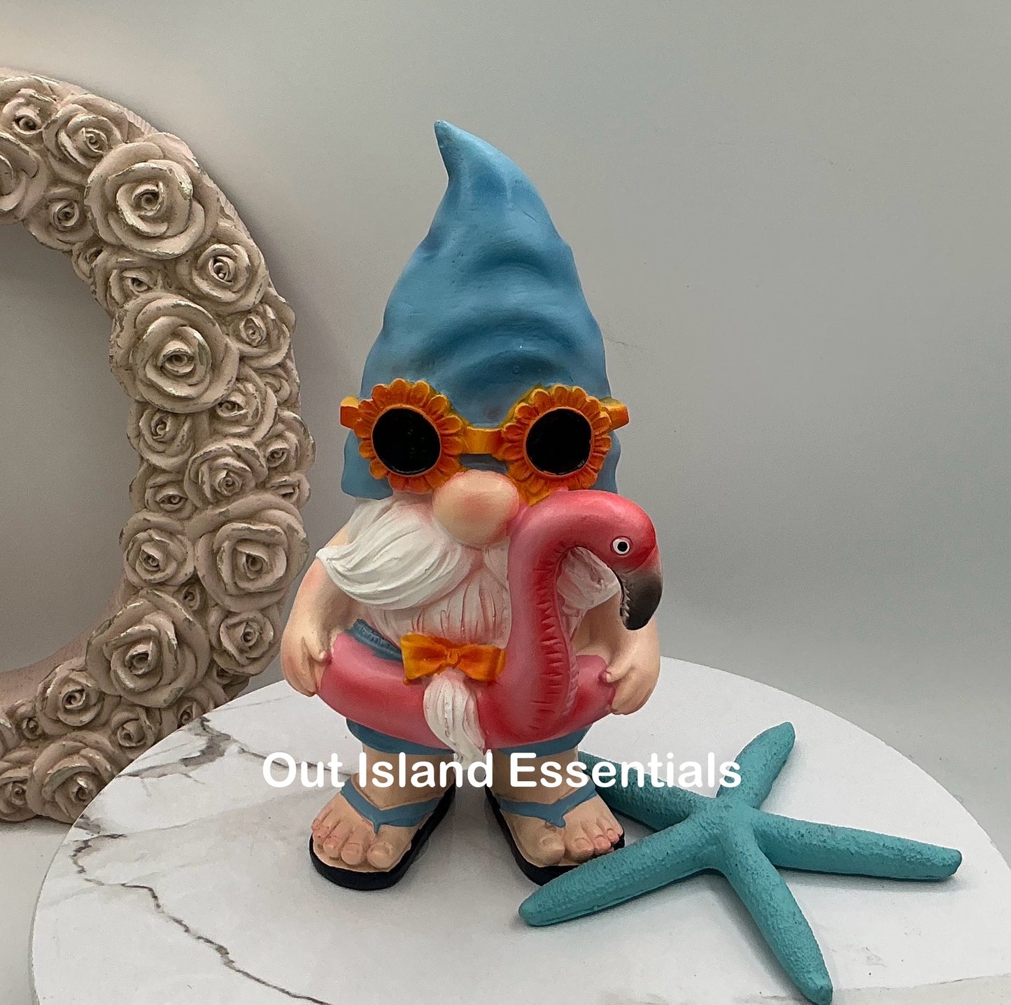 Cocktail Gnome Statue I Funny Coastal Gnome I Seaside Gnome I Coastal Gnome Table Decor