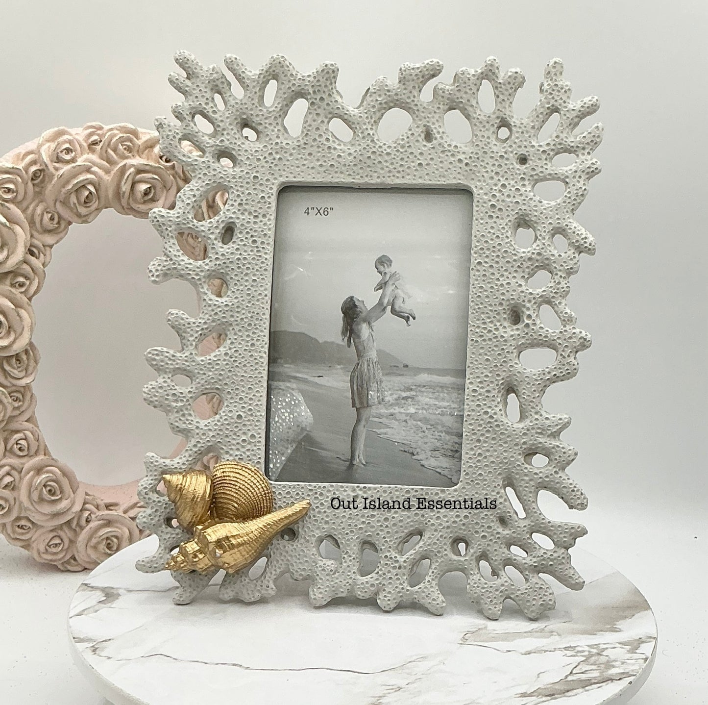 Faux Coral Replica Picture Frame Coastal Picture Frame Seashell Frame