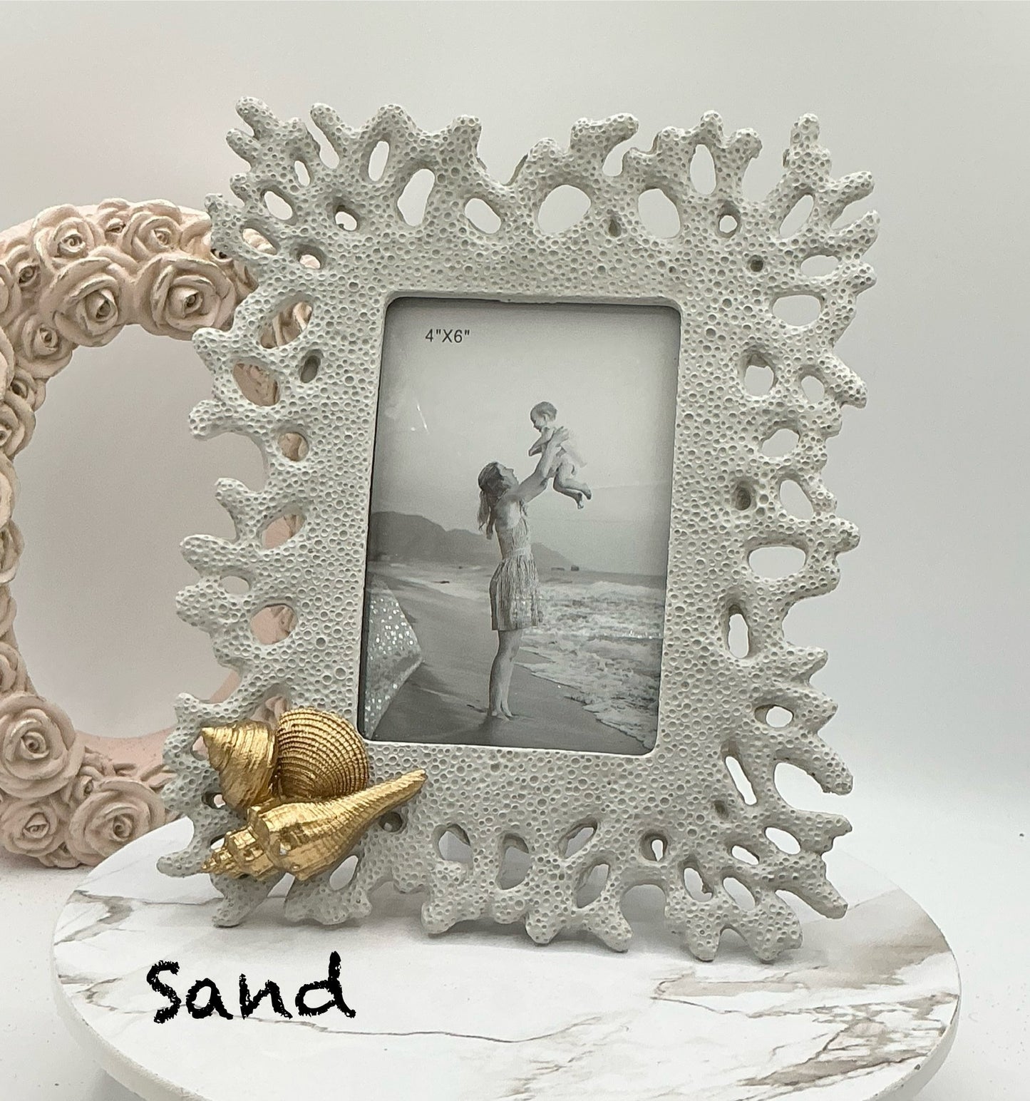 Faux Coral Replica Picture Frame Coastal Picture Frame Seashell Frame