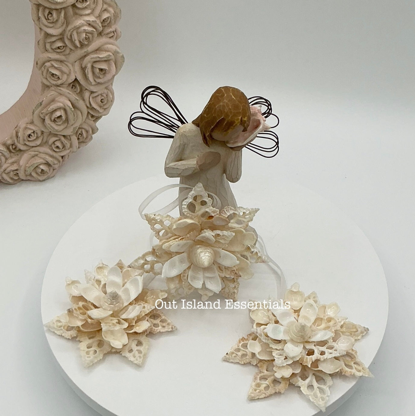 NEW Off White Seashell Lily Christmas Ornament I Lady Aurora Seashell Snowflake I White Shell Snowflake Coastal Christmas Ornament