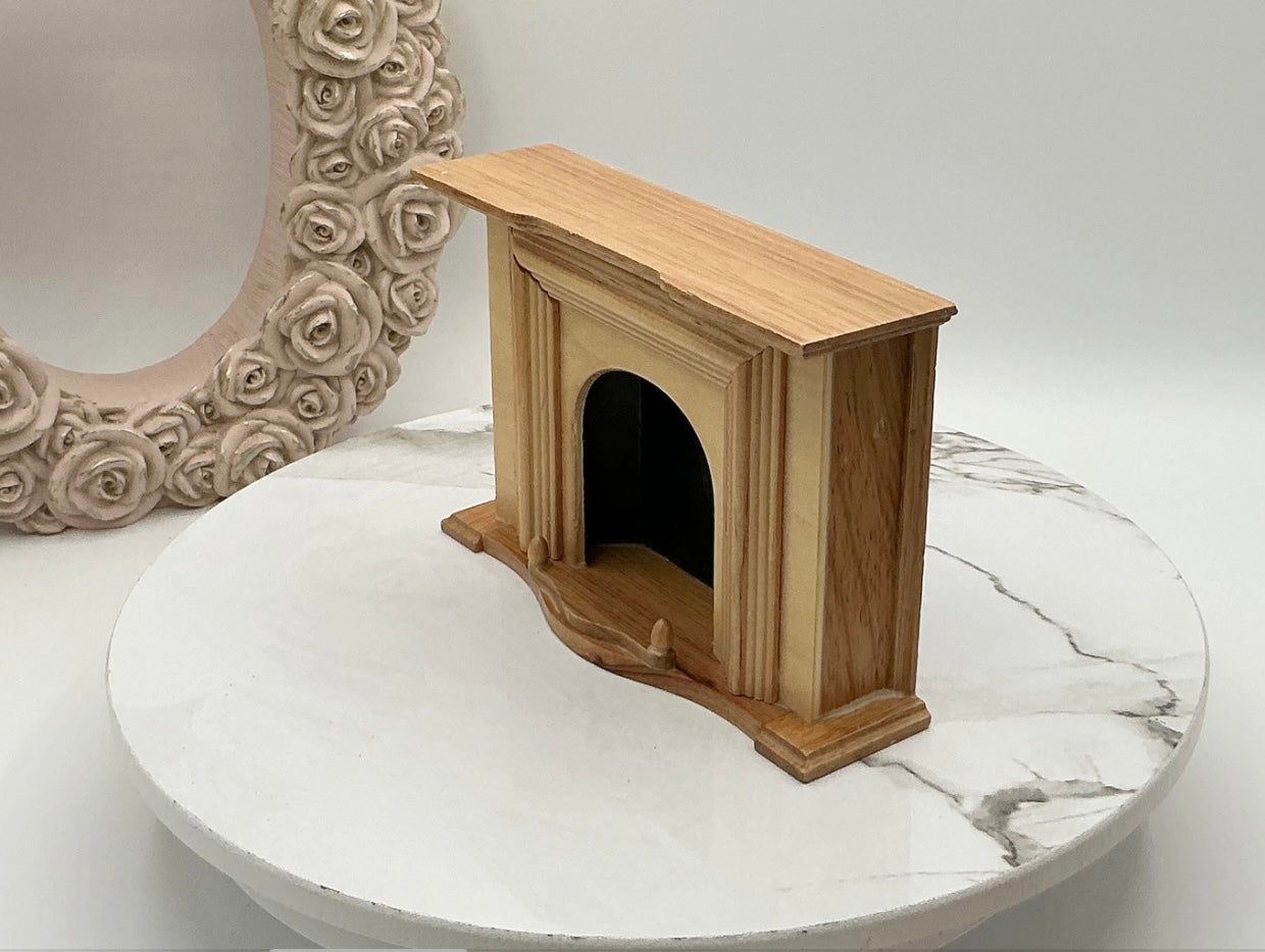 Natural Finish Fireplace I Dollhouse Miniature Fireplace I Unfinished 1:12 Scale Fireplace
