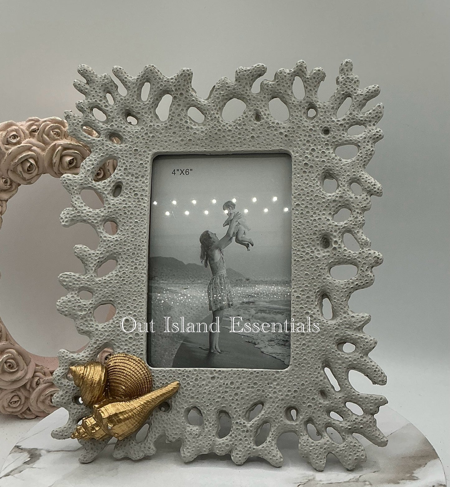 Faux Coral Replica Picture Frame Coastal Picture Frame Seashell Frame