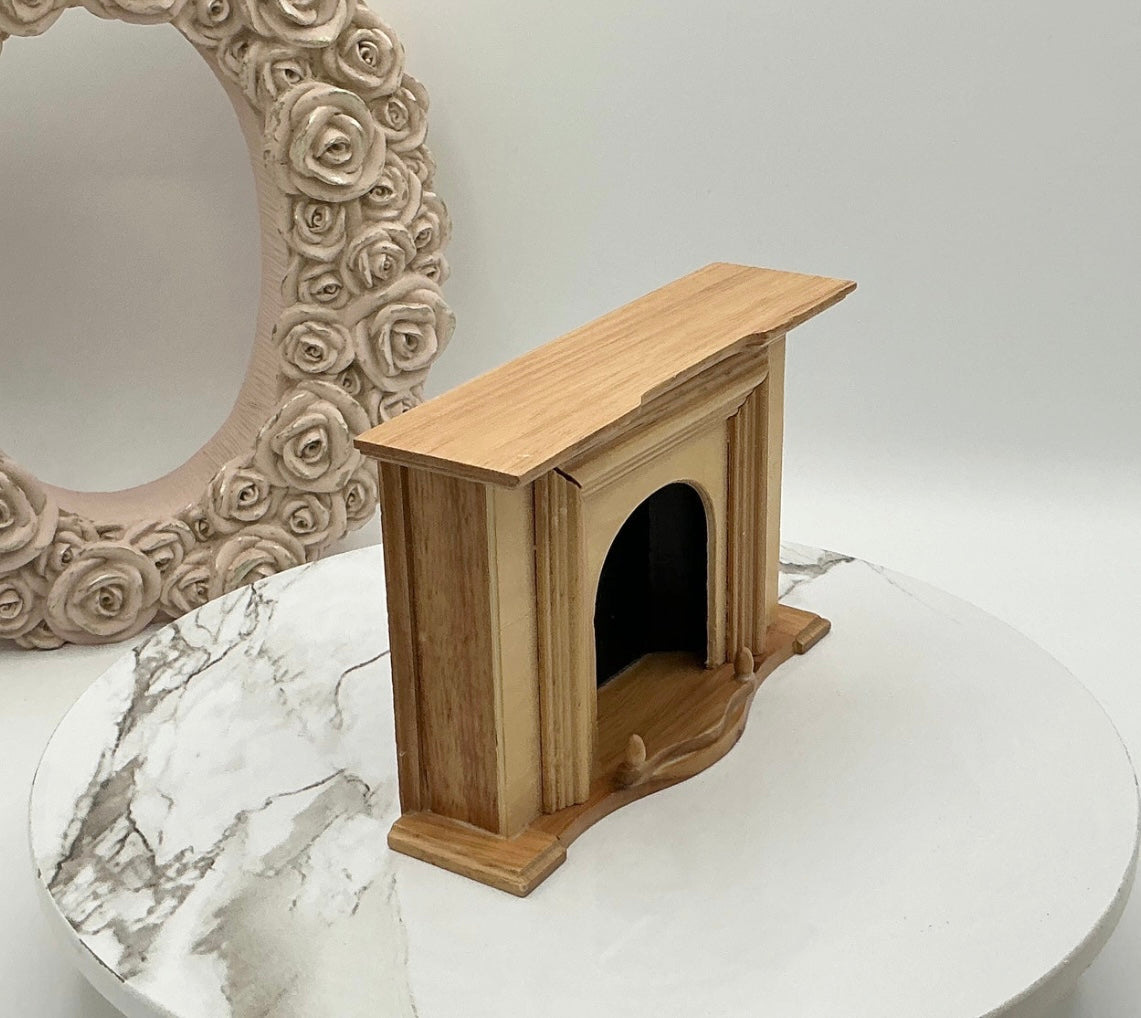 Natural Finish Fireplace I Dollhouse Miniature Fireplace I Unfinished 1:12 Scale Fireplace