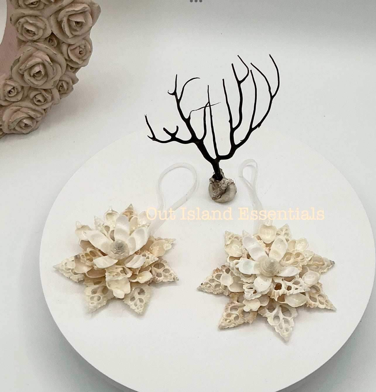 NEW Off White Seashell Lily Christmas Ornament I Lady Aurora Seashell Snowflake I White Shell Snowflake Coastal Christmas Ornament