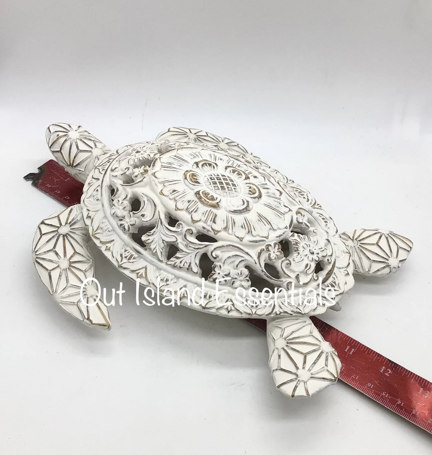 Ornately Carved Turtle Statue I Coastal Table Top Decor | Coastal Table Decor | Coastal Turtle | Stunning Coastal Turtles