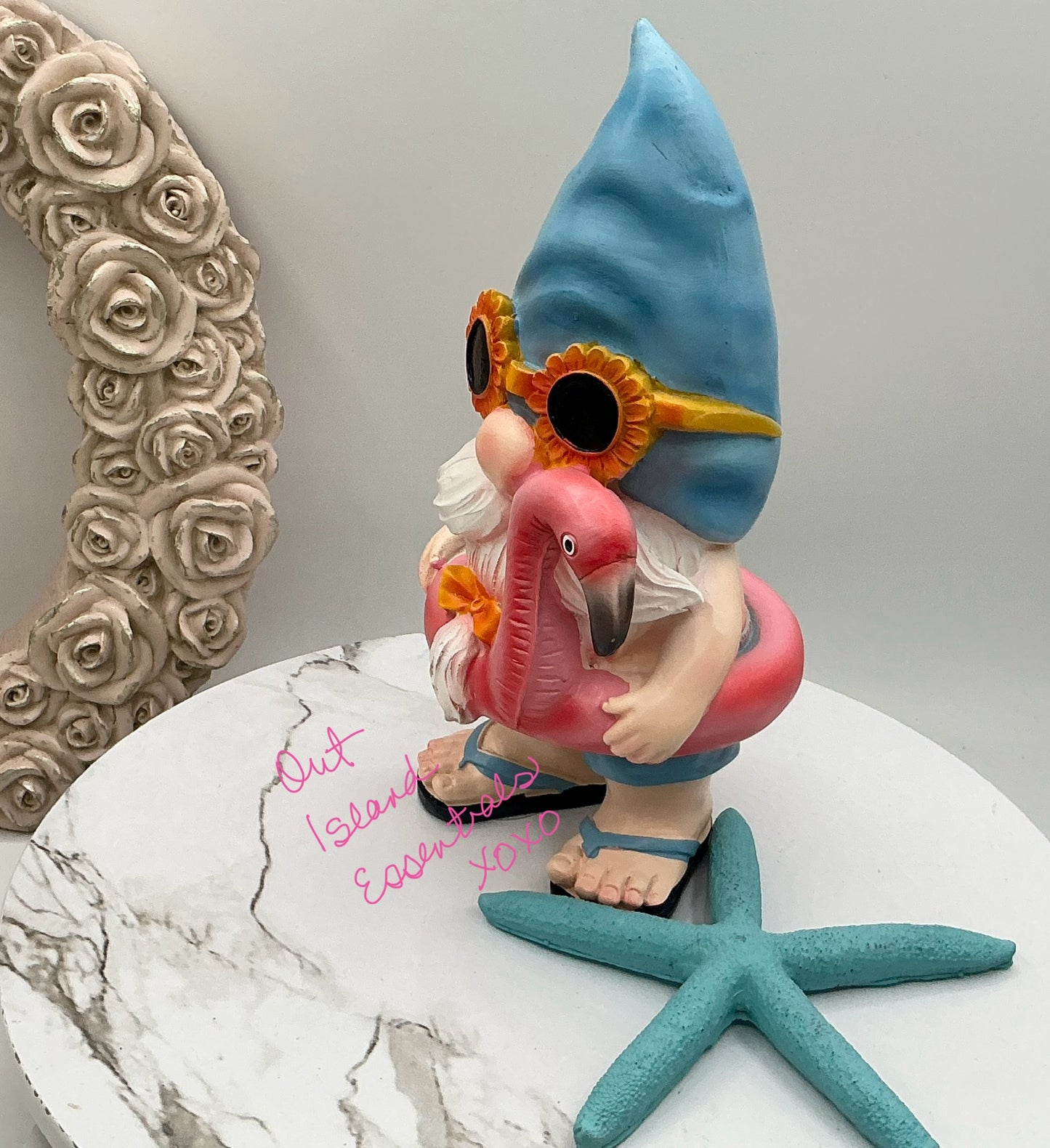 Cocktail Gnome Statue I Funny Coastal Gnome I Seaside Gnome I Coastal Gnome Table Decor