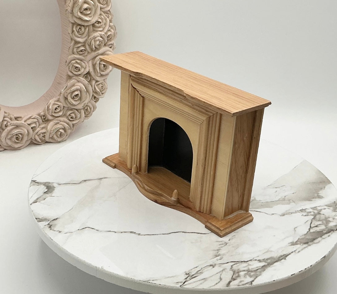 Natural Finish Fireplace I Dollhouse Miniature Fireplace I Unfinished 1:12 Scale Fireplace