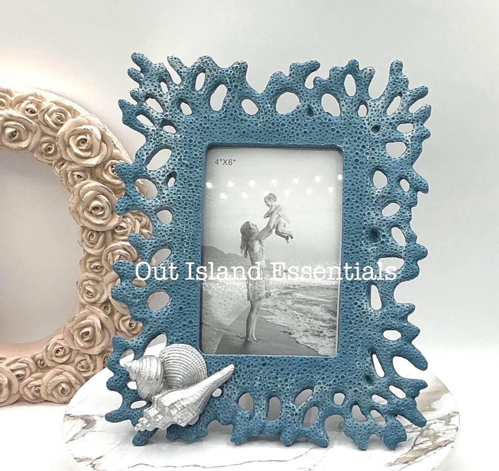 Faux Coral Replica Picture Frame Coastal Picture Frame Seashell Frame