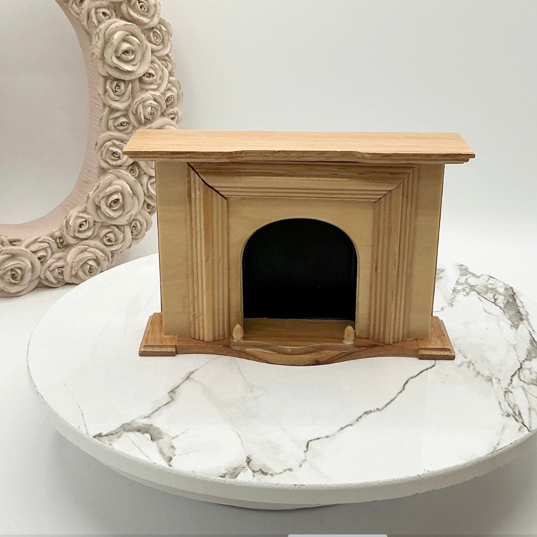 Natural Finish Fireplace I Dollhouse Miniature Fireplace I Unfinished 1:12 Scale Fireplace
