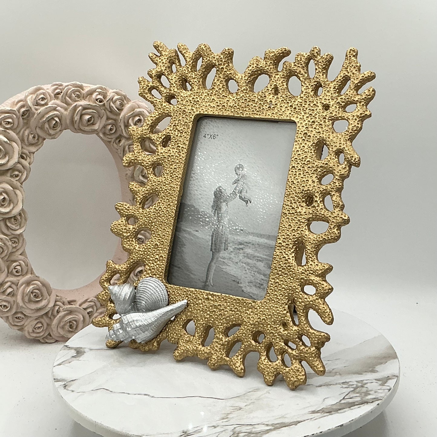 Faux Coral Replica Picture Frame Coastal Picture Frame Seashell Frame