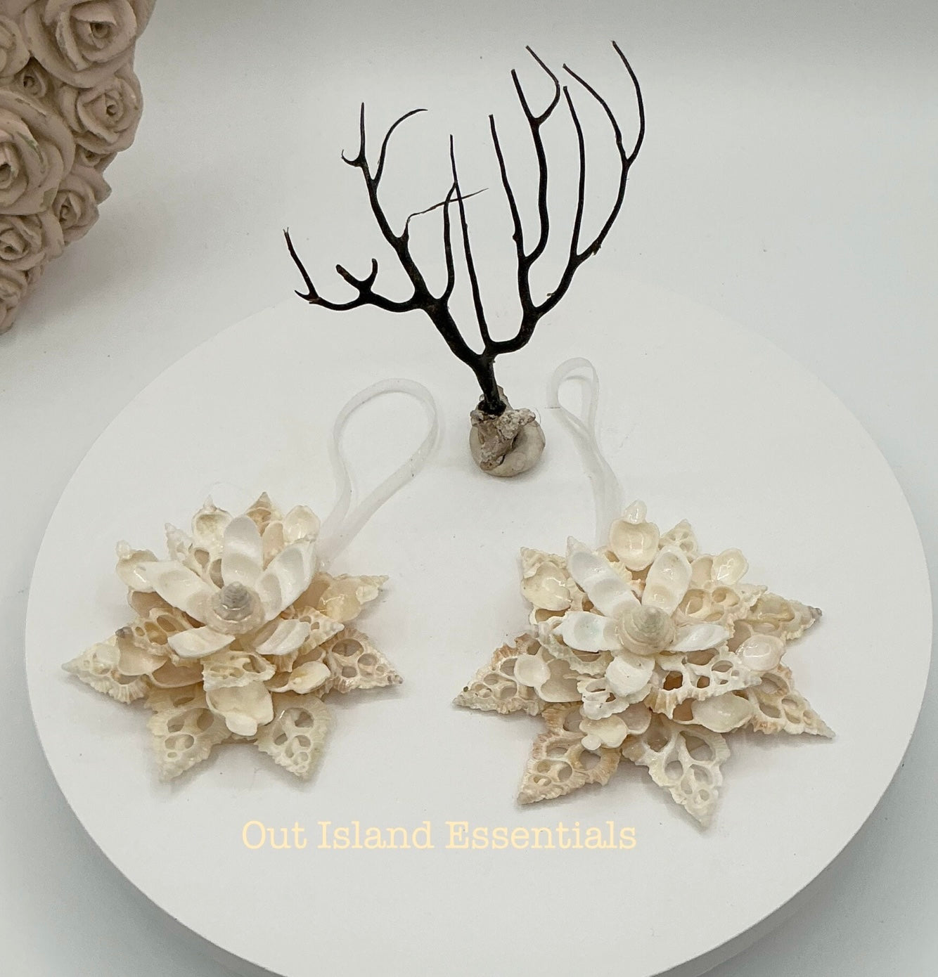 NEW Off White Seashell Lily Christmas Ornament I Lady Aurora Seashell Snowflake I White Shell Snowflake Coastal Christmas Ornament