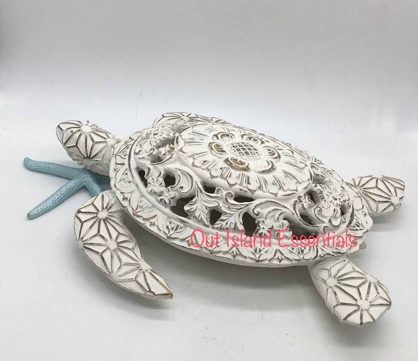 Ornately Carved Turtle Statue I Coastal Table Top Decor | Coastal Table Decor | Coastal Turtle | Stunning Coastal Turtles