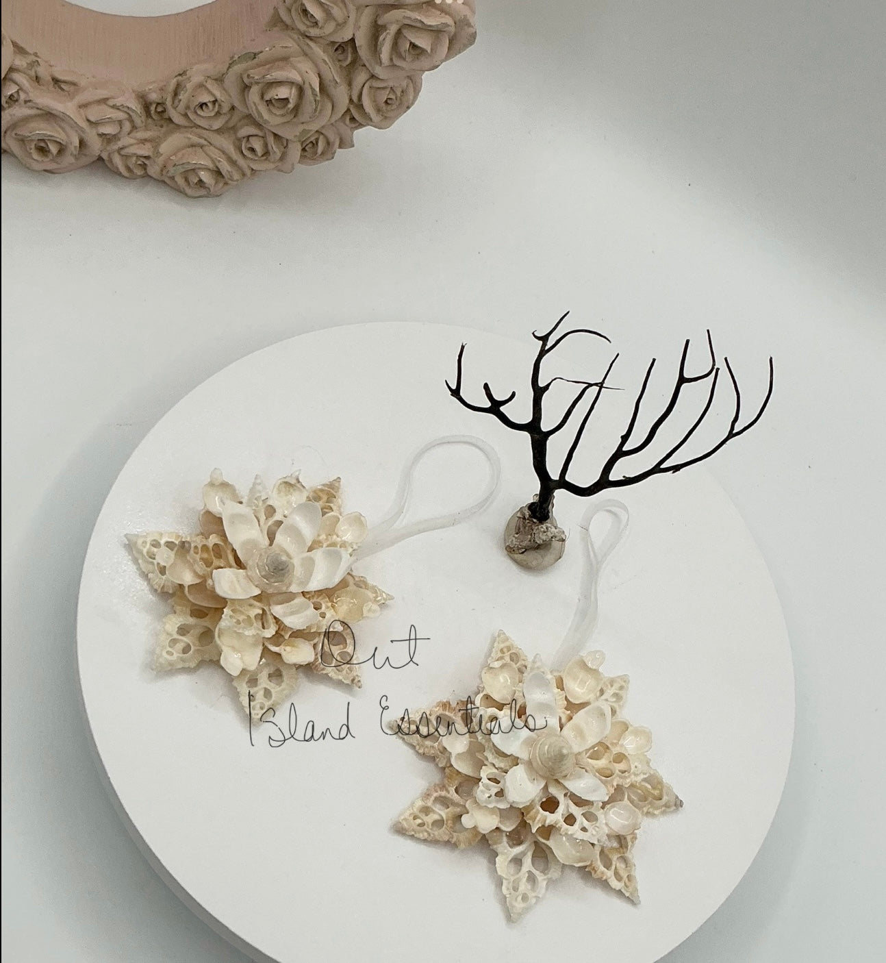 NEW Off White Seashell Lily Christmas Ornament I Lady Aurora Seashell Snowflake I White Shell Snowflake Coastal Christmas Ornament