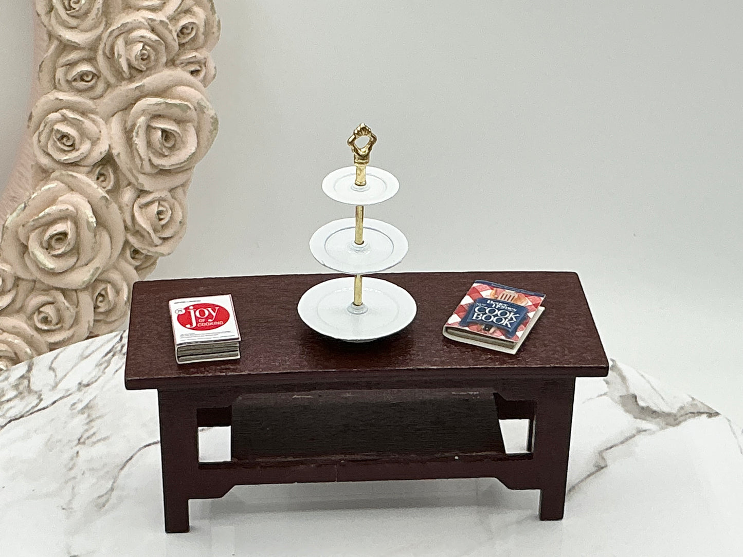 Dollhouse Miniature Tier Tray I Miniature Tiered Tray I Miniature Spring Tea Party Accessories I 1:12 Scale