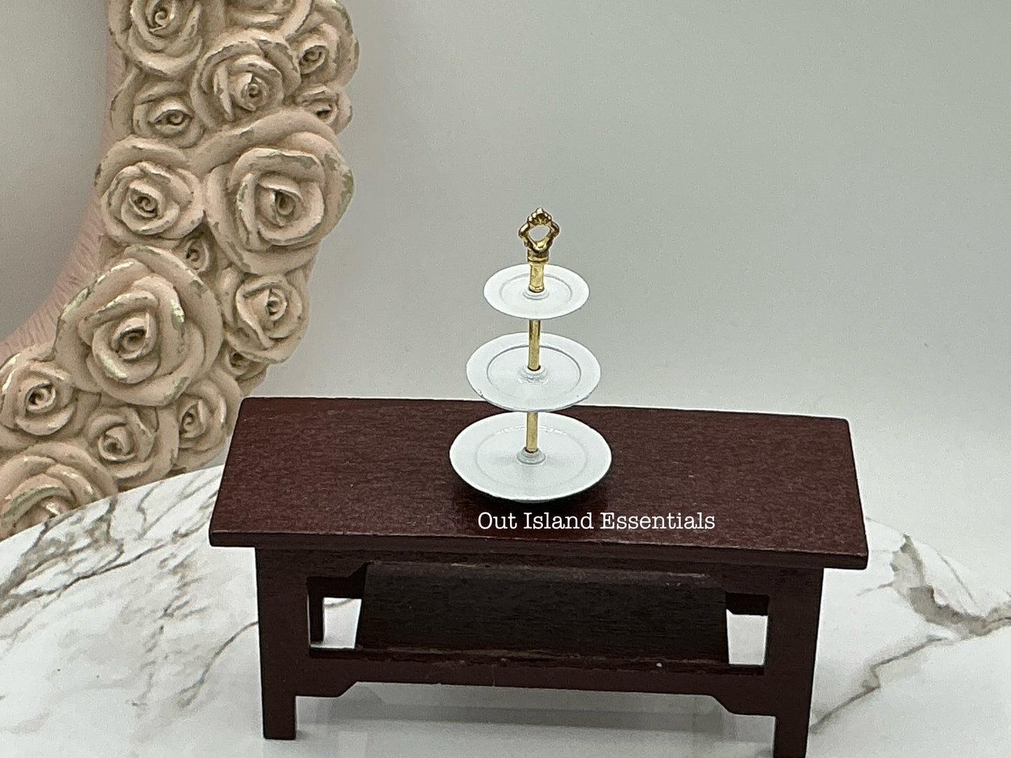 Dollhouse Miniature Tier Tray I Miniature Tiered Tray I Miniature Spring Tea Party Accessories I 1:12 Scale