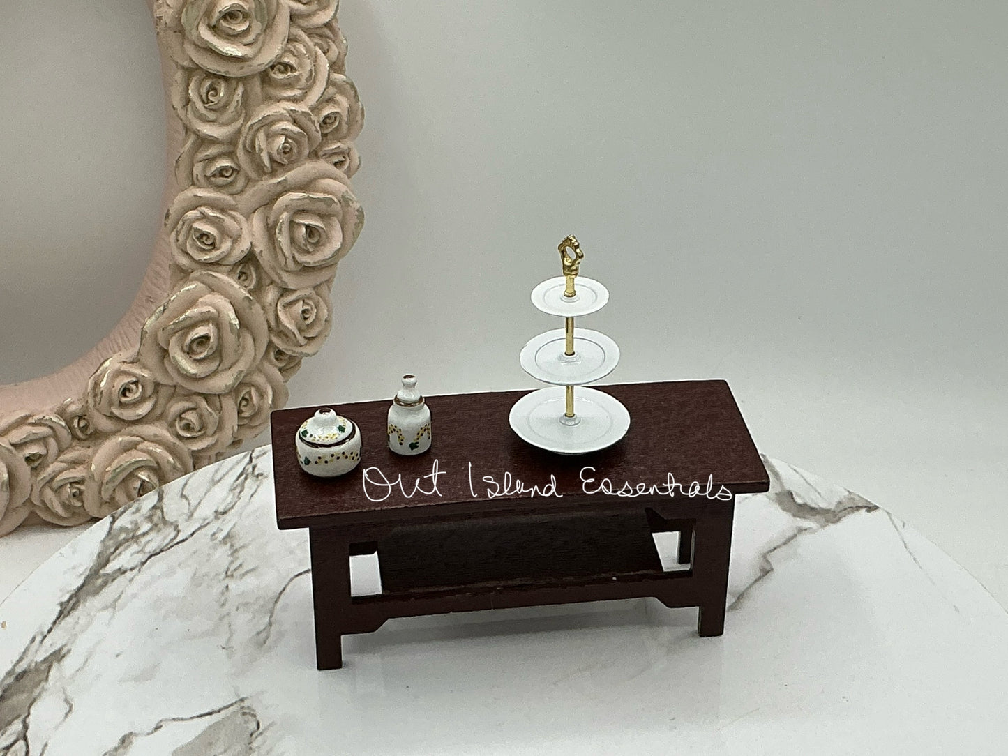 Dollhouse Miniature Tier Tray I Miniature Tiered Tray I Miniature Spring Tea Party Accessories I 1:12 Scale