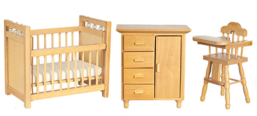 Miniature Nursery Furniture I 3Pc Dollhouse Miniature Nursery Furniture THREE Colors I Nursery Diorama 1:12 Scale Nursery