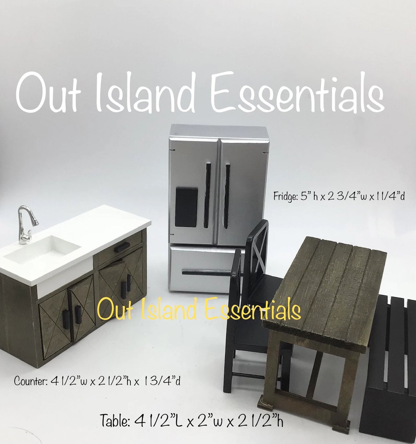 Miniature Kitchen & Dining I Realistic Dollhouse Miniature Dark Wood Table 1:12 Scale Kitchen