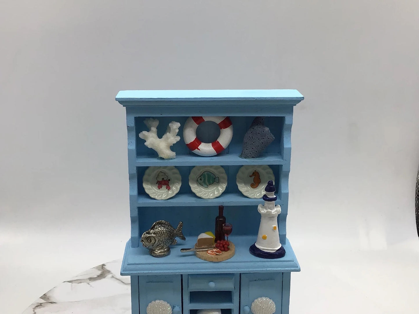 OOAK Artisan Made Dollhouse Beach Hutch | Dollhouse Coastal Display | Miniature Dollhouse Beach Furniture | 1:12 Scale