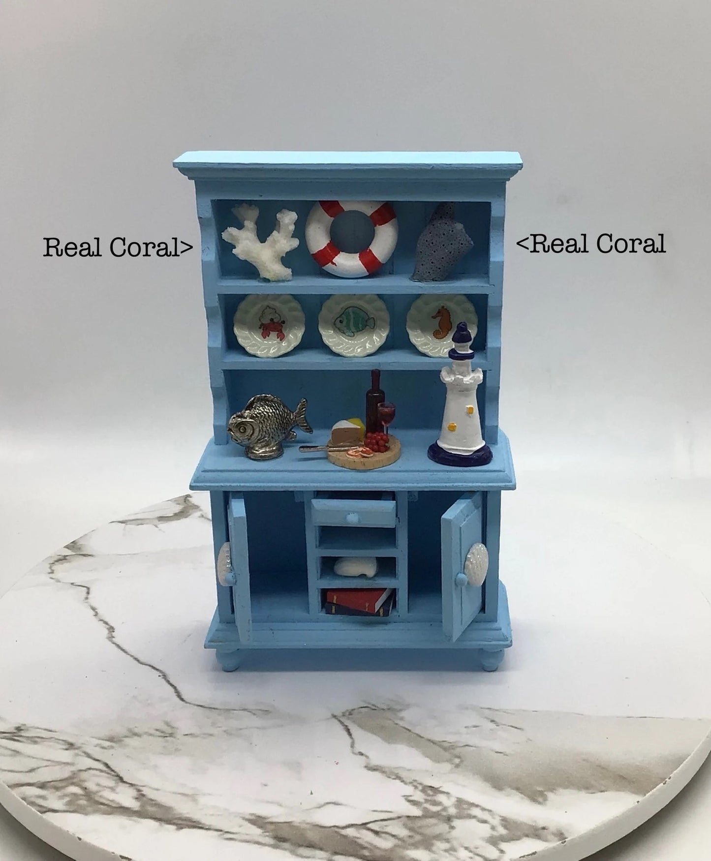 OOAK Artisan Made Dollhouse Beach Hutch | Dollhouse Coastal Display | Miniature Dollhouse Beach Furniture | 1:12 Scale