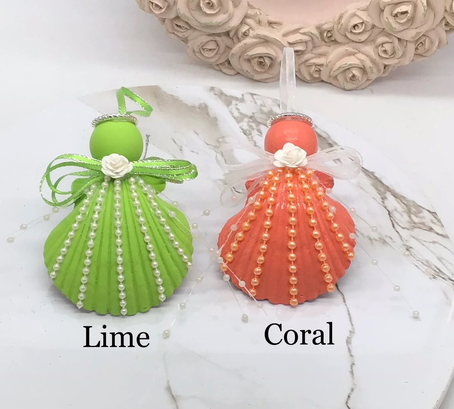 NEW Colors I Seashell Pearl Angel I Shell Angel I Seashell Christmas Ornament I Coastal Christmas Ornament I Seashell Angel
