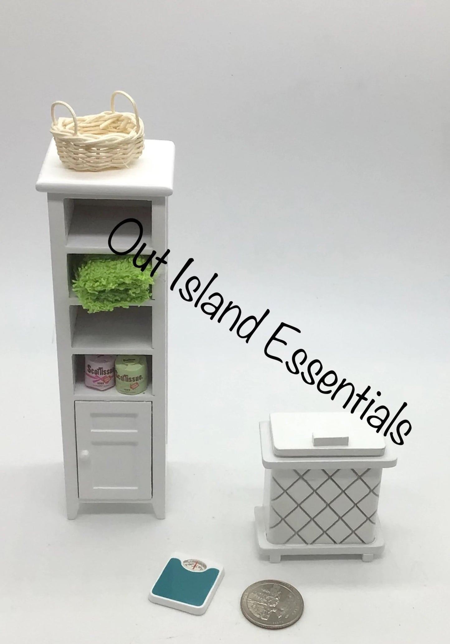 Miniature Bath Cabinet I Miniature Bathroom Accessories I Miniature 1:12 Scale Bathroom