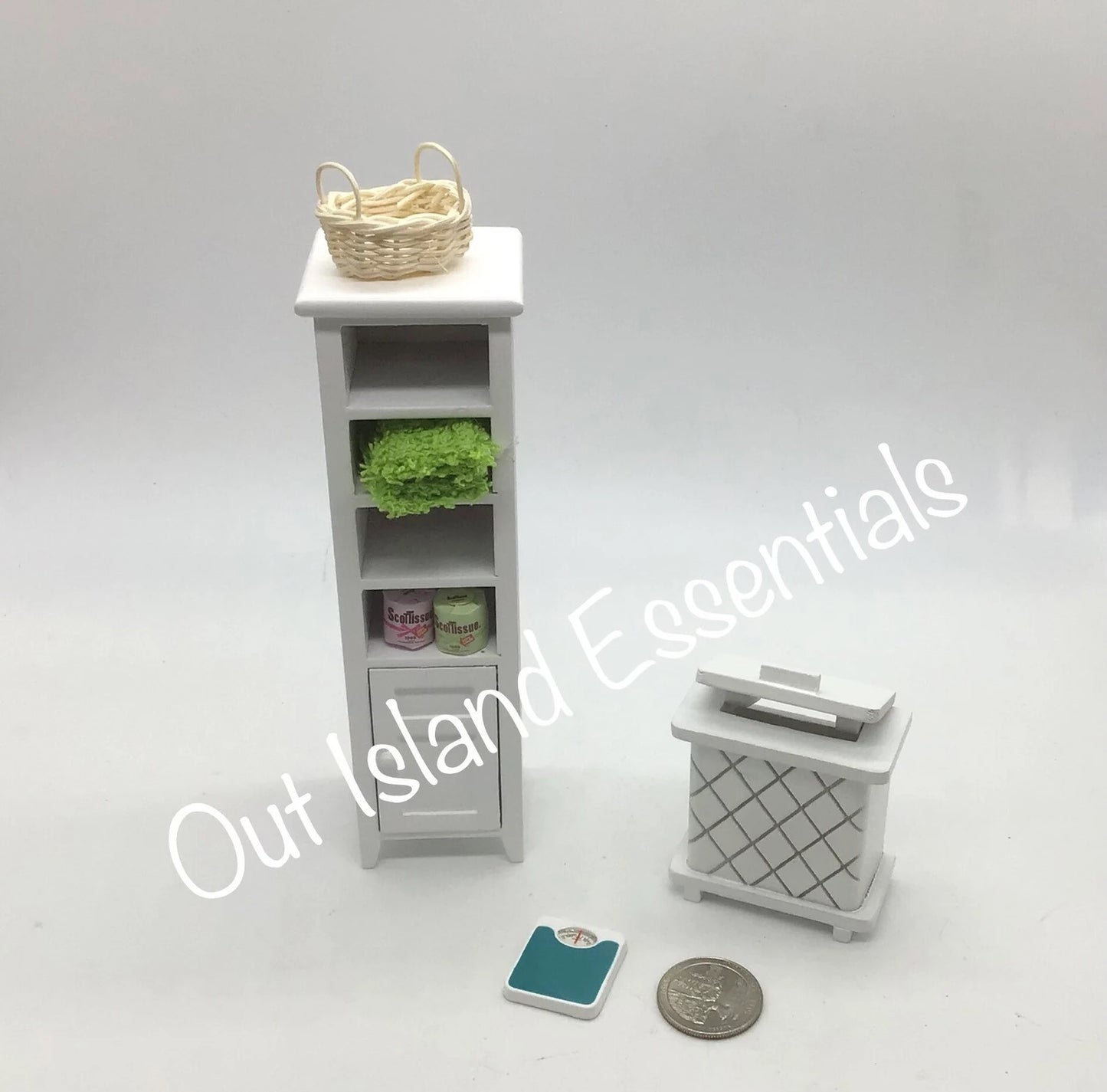 Miniature Bath Cabinet I Miniature Bathroom Accessories I Miniature 1:12 Scale Bathroom