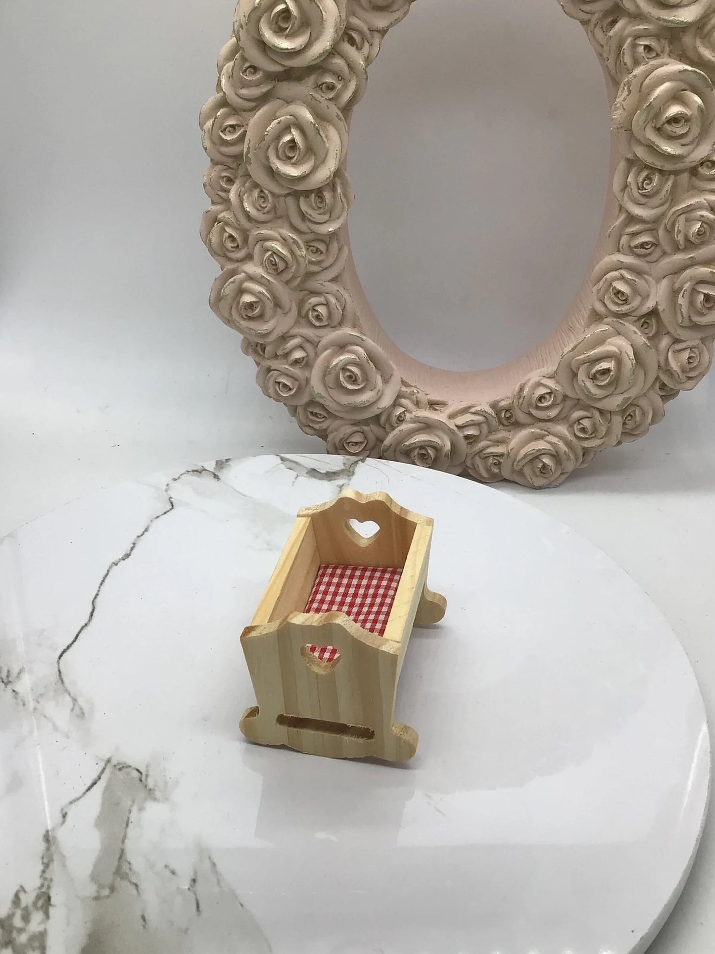 Miniature Unfinished Rocking Cradle I Miniature Nursery Furniture I Dollhouse Miniature Nursery Furniture I 1:12 Scale Cradle