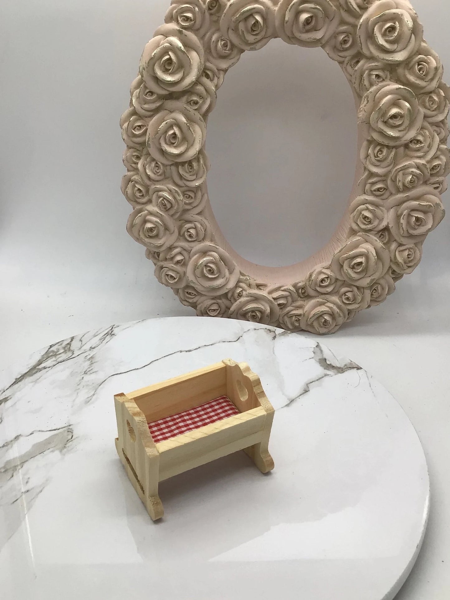 Miniature Unfinished Rocking Cradle I Miniature Nursery Furniture I Dollhouse Miniature Nursery Furniture I 1:12 Scale Cradle