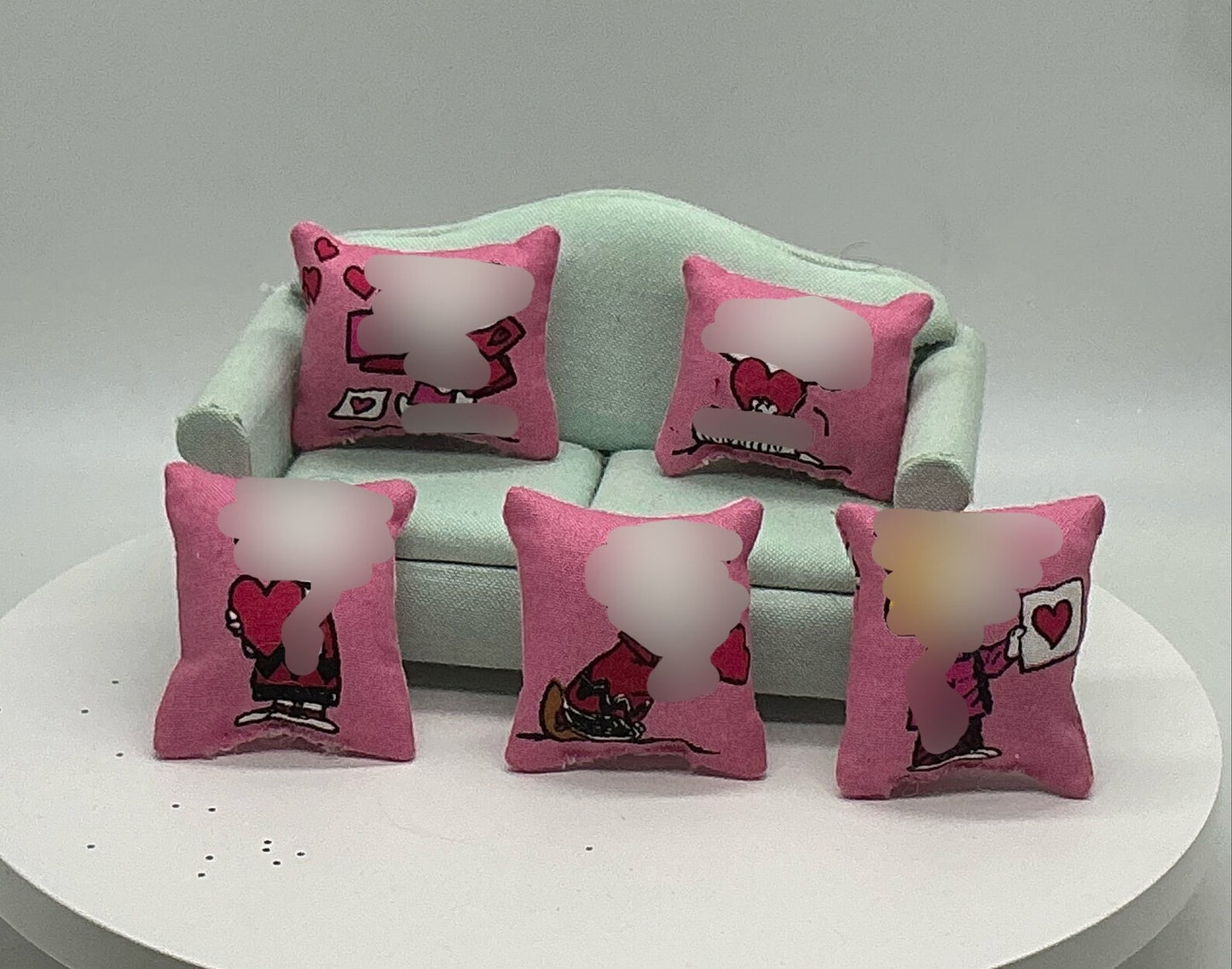 Artisan Made Valentines Dollhouse Miniature Pillows I Love Miniature Pillow | 1:12 Scale Pillow I Valentines Miniature