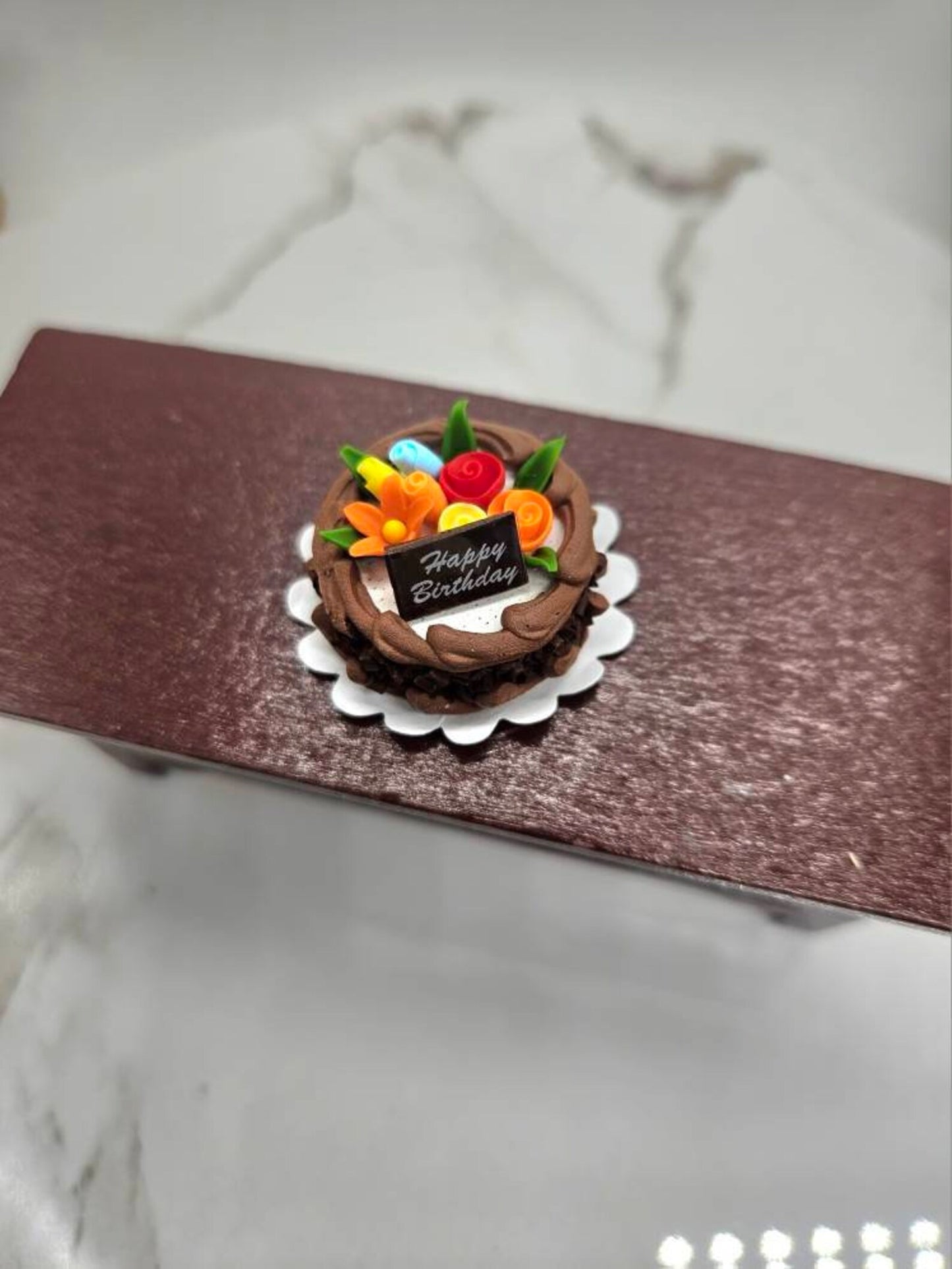 Miniature Birthday Cake I Miniature Doll Cake I Miniature Dollhouse Food I 1:12 Scale Dollhouse Accessories