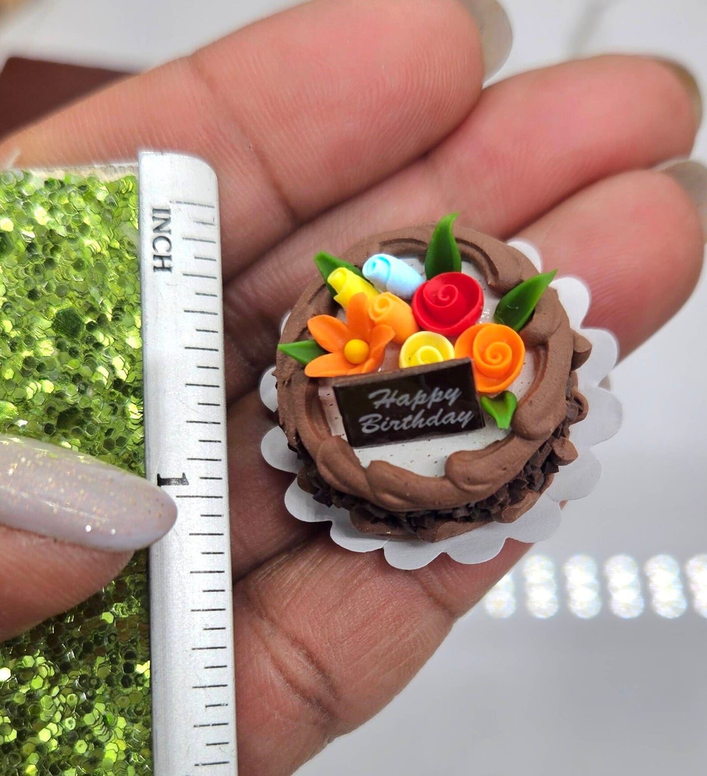 Miniature Birthday Cake I Miniature Doll Cake I Miniature Dollhouse Food I 1:12 Scale Dollhouse Accessories