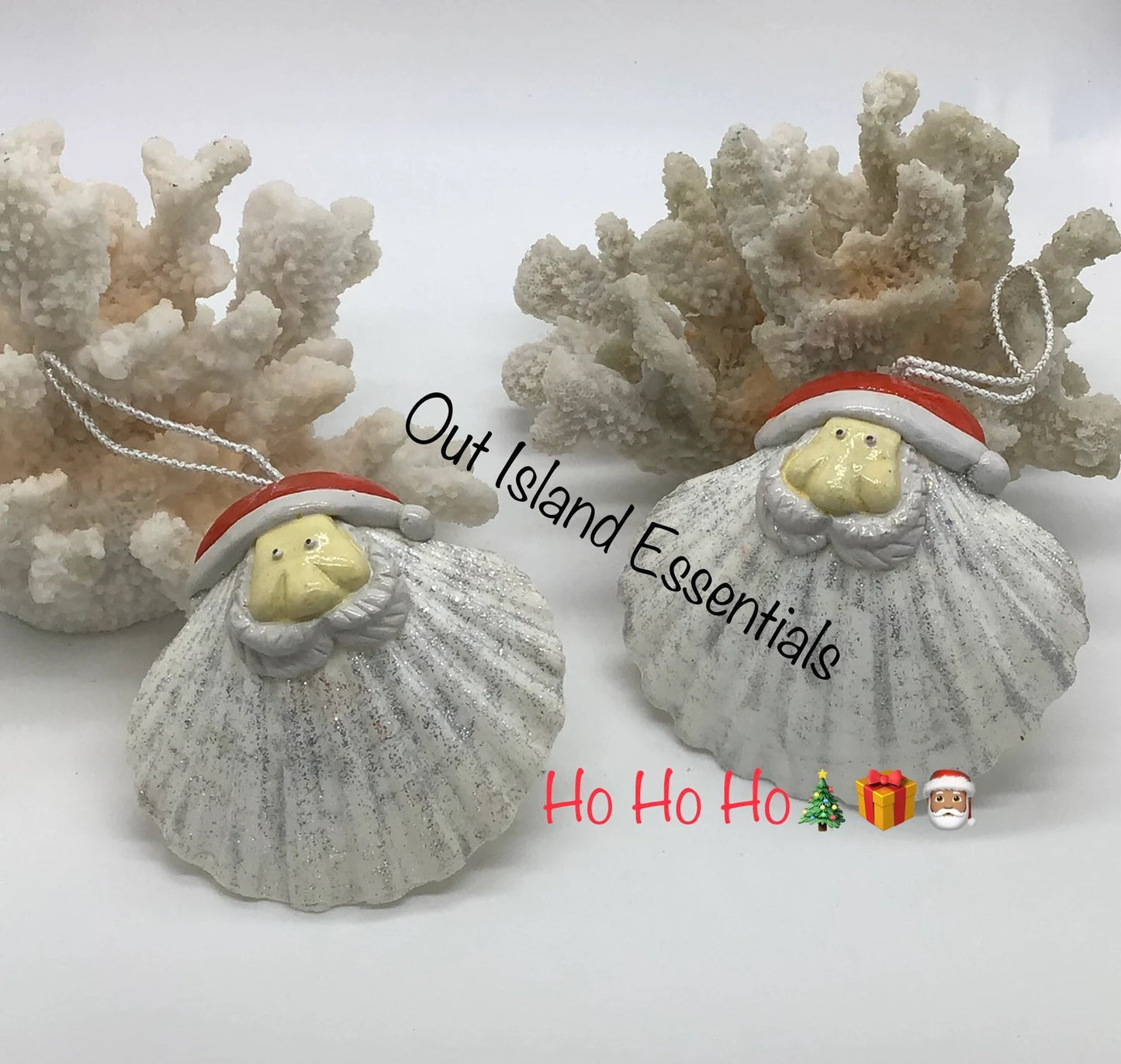 ONE Scallop Shell Santa Ornament | Santa Seashell Ornament | Coastal Christmas | Seashell Christmas Ornament | Beach Santa