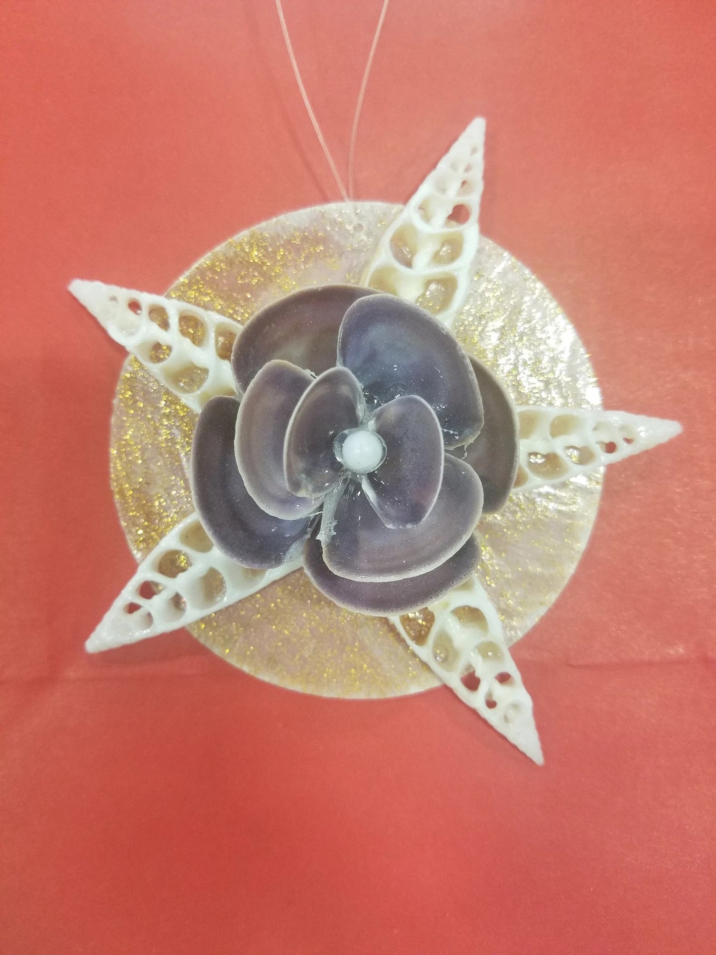Purple Clam Seashell Snowflake I Seashell Snowflake Ornament I Shell Christmas Ornament