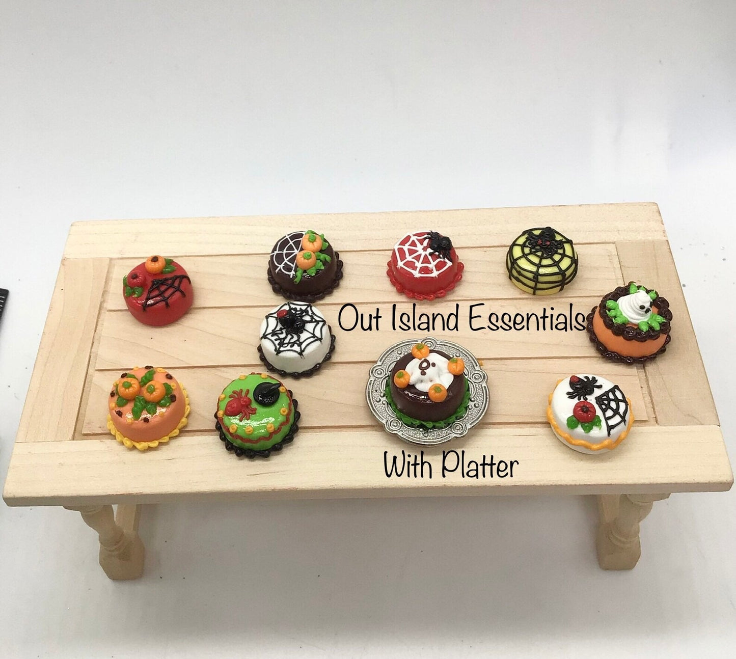 Miniature Halloween Cakes I Miniature Dollhouse Fall Cakes I Miniature Dollhouse Halloween Decorated Cake I 1:12 Scale Dollhouse Accessories
