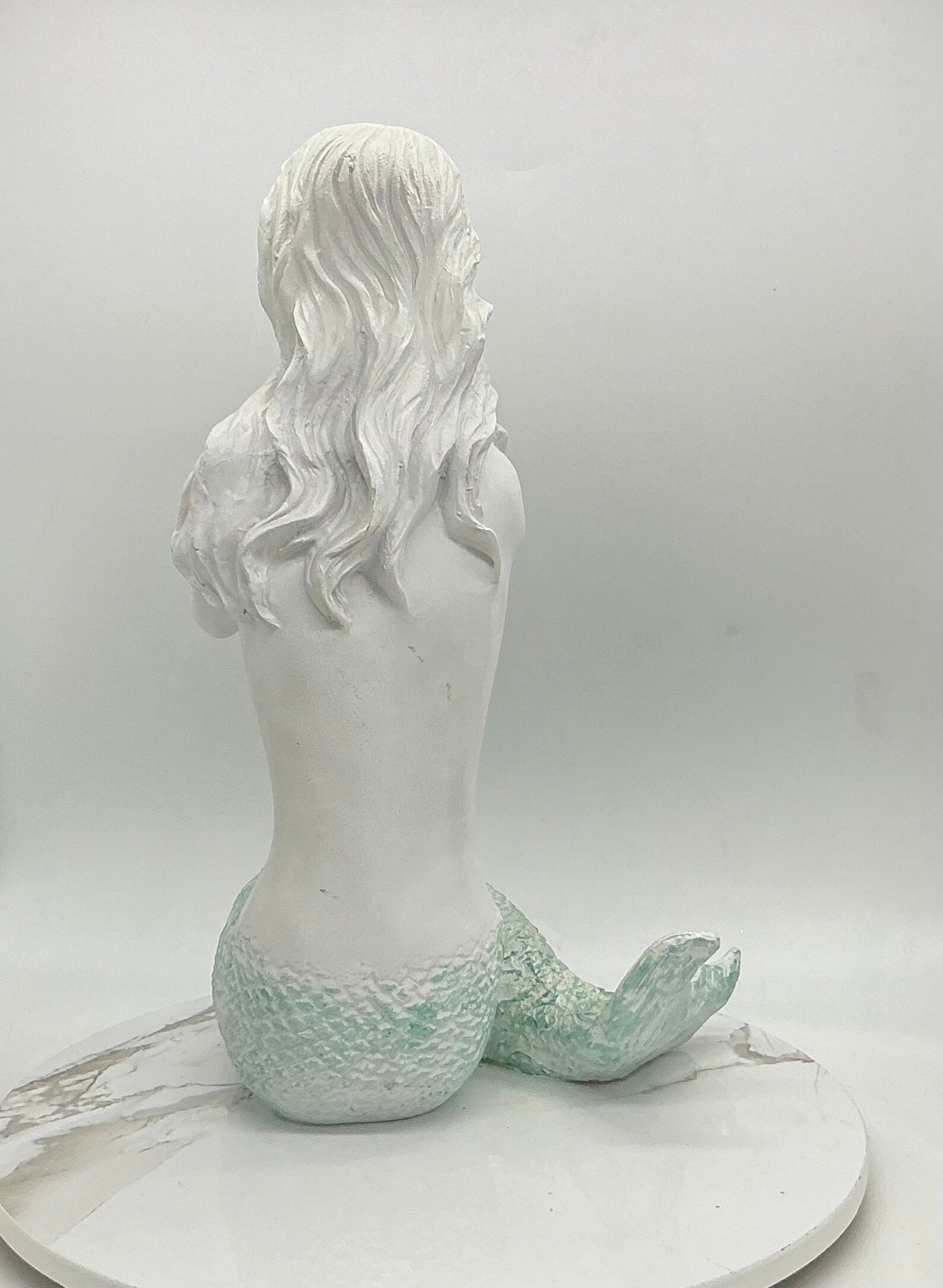 12" Sitting Mermaid Statue, Daydreaming Mermaid, Kneeling Mermaid Decoration