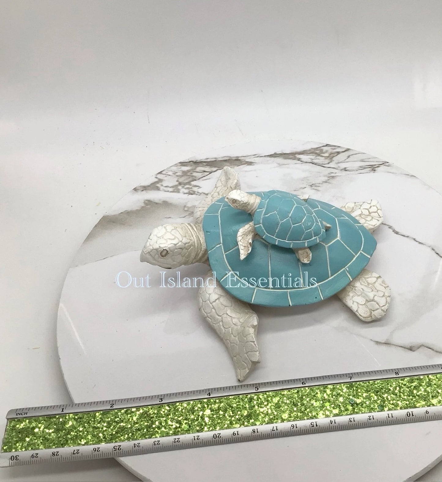 Turtle Catching A Ride, Turtle Statue, Mommy And Baby Turtle, Turtle Lover Coastal Decor