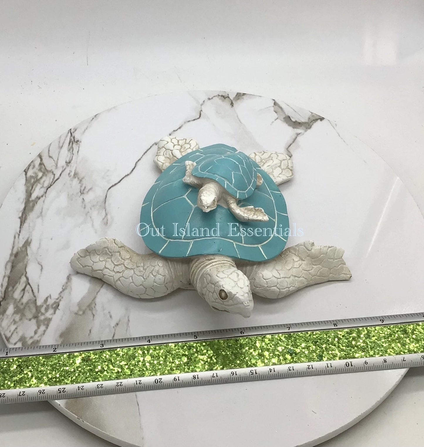 Turtle Catching A Ride, Turtle Statue, Mommy And Baby Turtle, Turtle Lover Coastal Decor