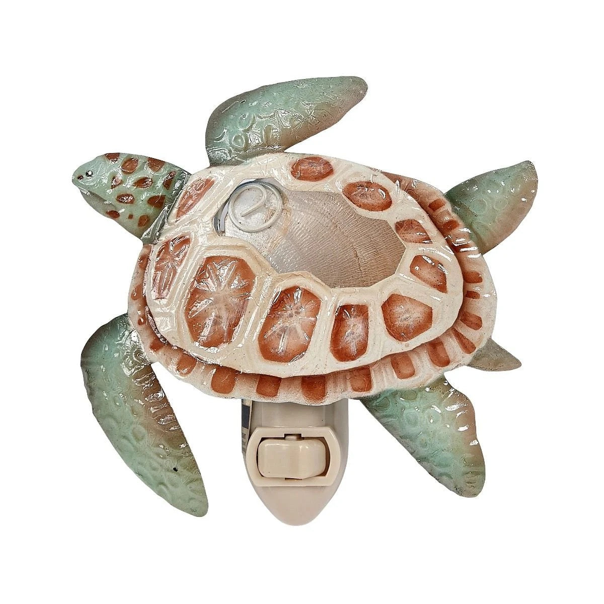 Turtle Night Light, Loggerhead Turtle Night Light, Metal And Capiz Nursery Light
