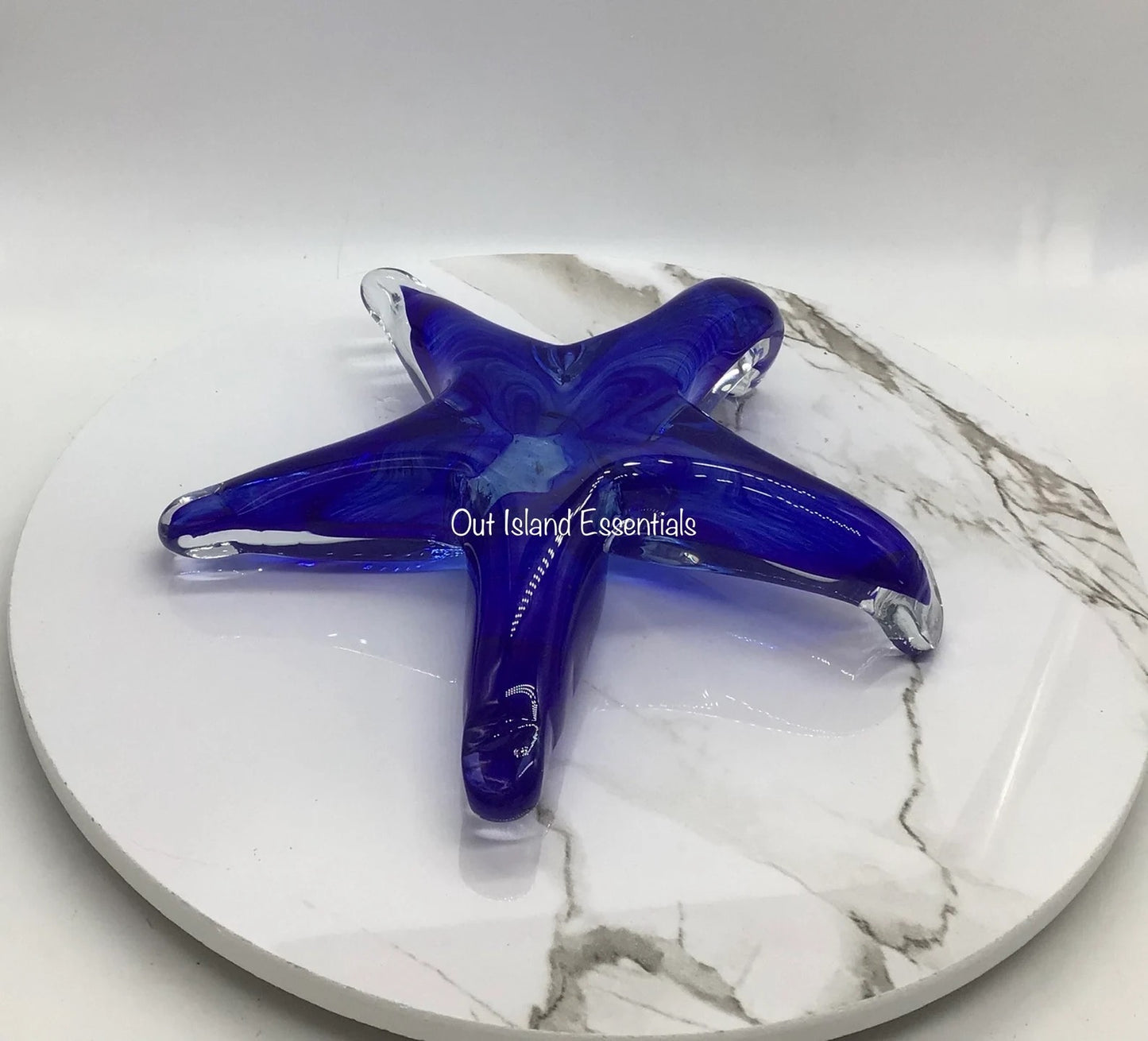 Glass Display Starfish I Blue Glass Starfish I Glass Starfish Paper Weight Or Desk Decor I Coastal Decor