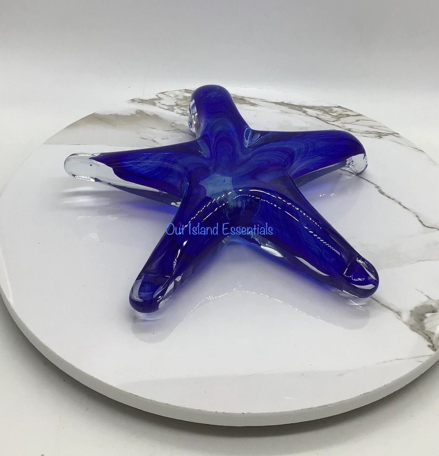 Glass Display Starfish I Blue Glass Starfish I Glass Starfish Paper Weight Or Desk Decor I Coastal Decor
