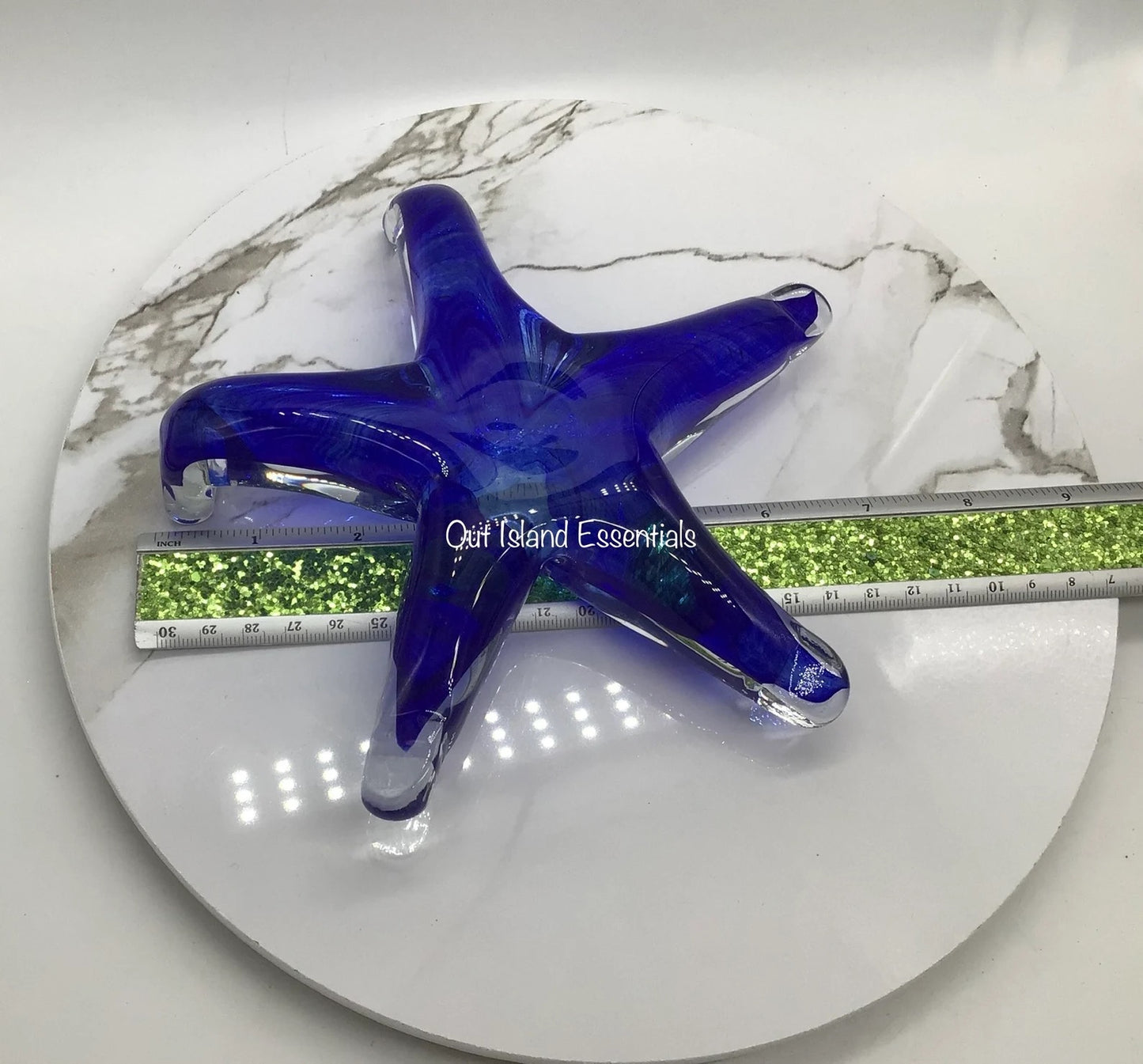 Glass Display Starfish I Blue Glass Starfish I Glass Starfish Paper Weight Or Desk Decor I Coastal Decor