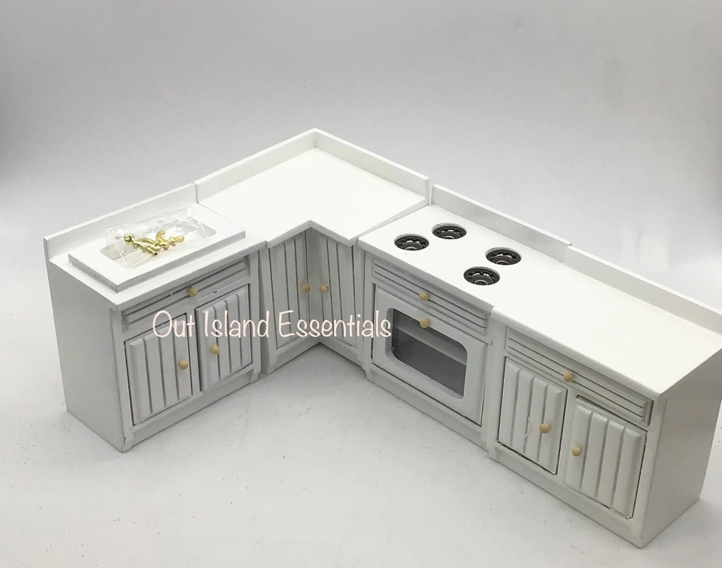 4Pcs Miniature Dollhouse Complete Kitchen | Dollhouse Miniature White Kitchen 1:12 Scale