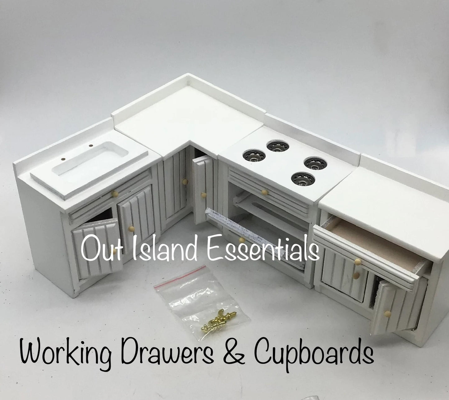 4Pcs Miniature Dollhouse Complete Kitchen | Dollhouse Miniature White Kitchen 1:12 Scale