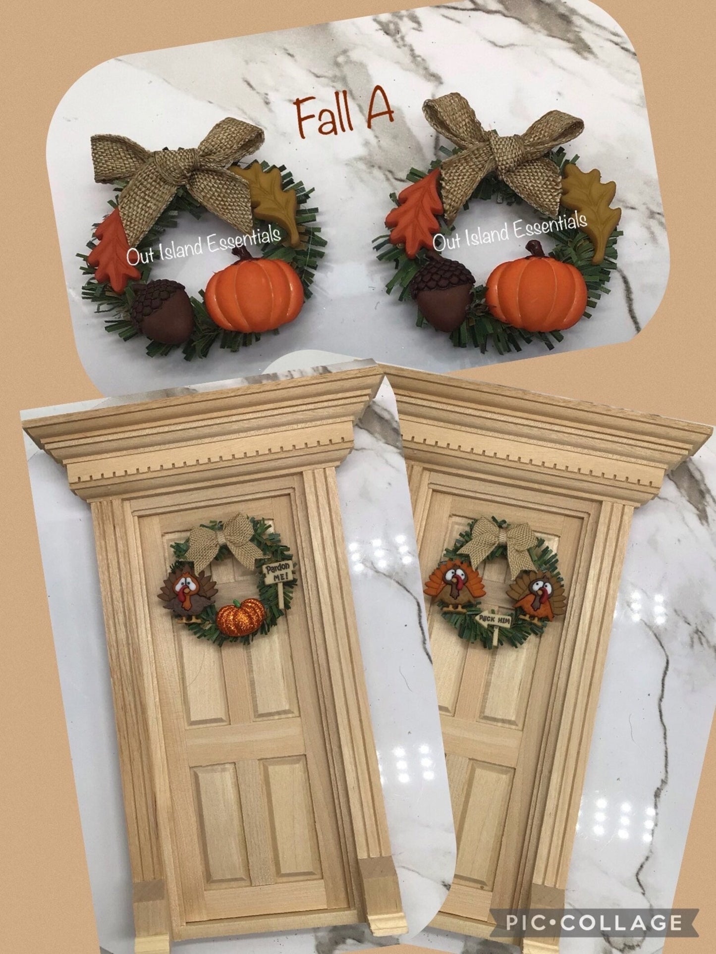 Artisan Made 1 Pc. Dollhouse Miniature Fall Wreath | Miniature Doll Thanksgiving Wreath 1:12 Scale